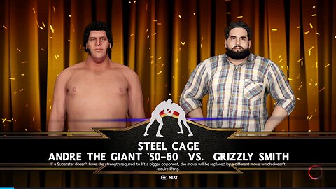 WWE 2k23 steel cage Andre the Giant vs Grizzly Smith