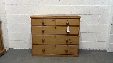 Small Late Victorian Pine 2 Over 3 Chest Of Drawers (X4901C) @PinefindersCoUk