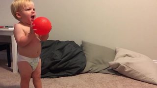 Baby displays amazing catching skills