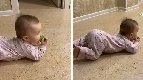 Baby Decides To Crawl In Cutest Possible Way
