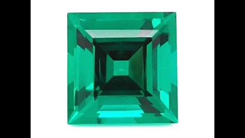 Chatham Created Square Step Cut Emeralds: Lab grown emeralds with square step cut
