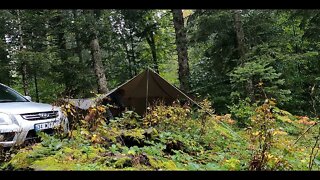 Camping alone in heavy rain and thunder -9