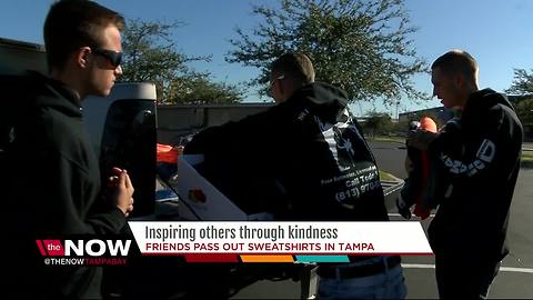 Group of friends pass out sweatshirts, sweatpants to homeless around Tampa Bay