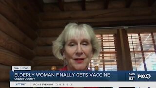 Elderly woman finally gets vaccine
