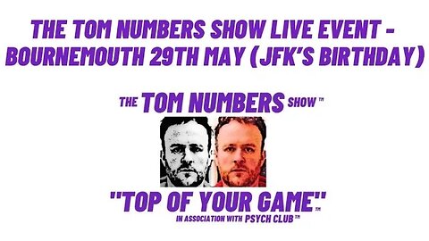 Bournemouth U.K., Live in person event “THE TOM NUMBERS SHOW” 🎤🎬😉