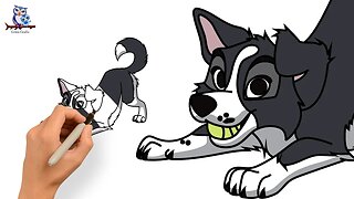 How to Draw a Cartoon Dog (Border Collie) - Step by Step