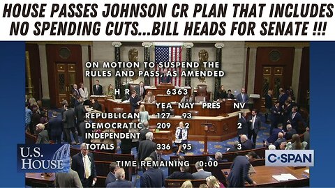 House Passes Johnson CR Plan To Prevent Government Shutdown !!!