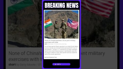 Breaking News: US Rejects China's Involvement in India-US Joint Military Exercises | #shorts #news
