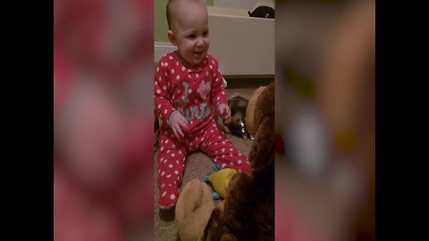 Baby Becomes Best Friends with Stuffed Animal
