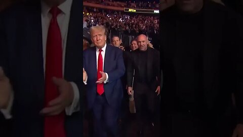 Donald Trump arriving at UFC alongside Tucker Carlson