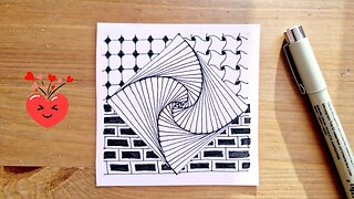 Zentangle Paradox Square with Brick and Tile Patterns