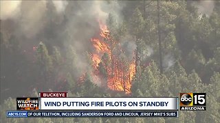 Wind putting fire pilots on standby