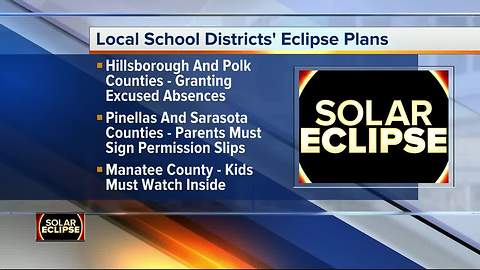 Tampa Bay Area school districts release plans for solar eclipse on Monday