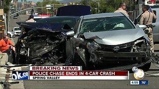 Chase ends in four-car crash in Spring Valley