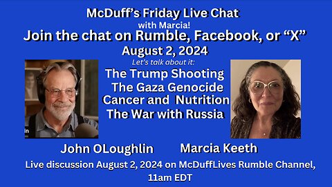 McDuff's Friday Live Chat with Marcia, August 2, 2024