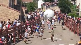 Villagers try and outrun giant ball just like Indiana Jones