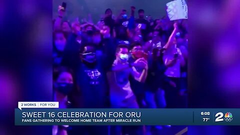 Sweet 16 celebration for ORU, fans welcome home team after miracle run