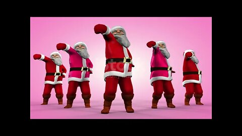 Five Cheerful Santa Clauses In A Red Suit Are Dancing 3d Rendering Stock Video