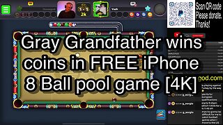 Gray Grandfather wins coins in FREE iPhone 8 Ball pool game [4K] 🎱🎱🎱 8 Ball Pool 🎱🎱🎱