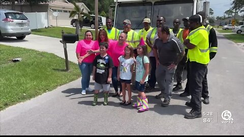 Port St. Lucie boy celebrates birthday with special visit from garbage collectors