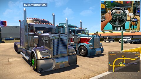 highway Convoy Action - American Truck Simulator - Steering wheel Gameplay