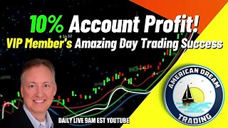 VIP Member's Journey To 10% Account Profit - Day Trading Success In The Stock Market