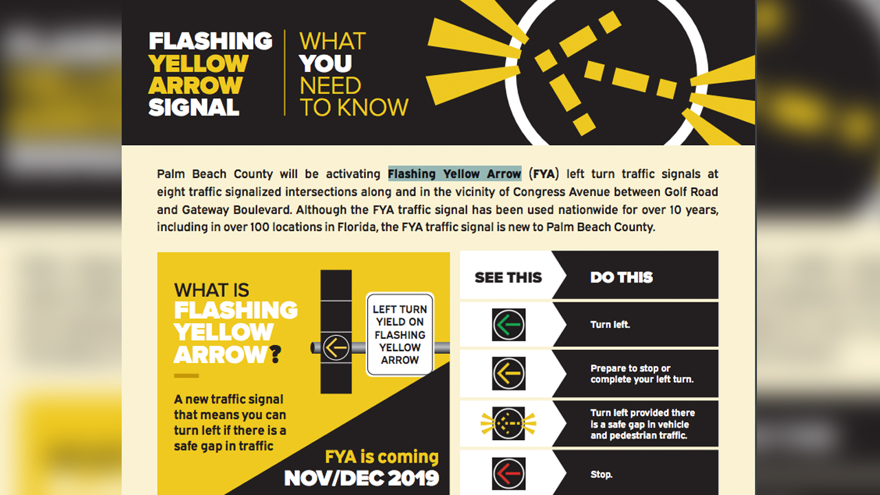 Flashing Yellow Arrow signals coming to Palm Beach County