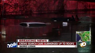 Cars submerged on Barrio Logan street