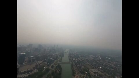 Downtown Calgary DRONE FOOTAGE of the SMOKE / HAZE from ALBERTA FIRES (NO SOUND) Location 1 #sad