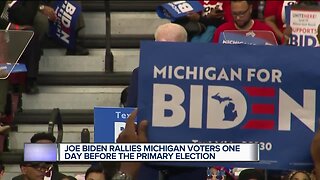 Joe Biden rallies Michigan voters one day before the primary election