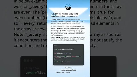 `_.every` function on array using JavaScript Library underscore.js ( #shorts )