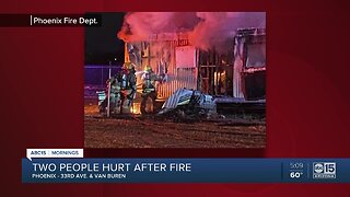 Two hurt in mobile home fire