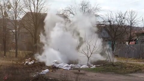 Unexploded rocket. Forces of Ukraine were destroyed by Russian engineers in the village of Kharkiv