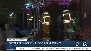 Sheared fire hydrant floods apartments in Chula Vista