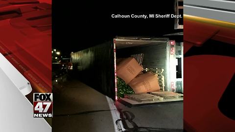 Truck crashes, spills cucumbers on I-94