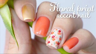 Easy Floral Print Accent Nail _ using brushes form Bundle Monster