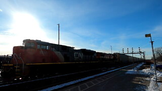 Autoracks Train 274 CN 8010 & KCS 4603 Engines In Ontario