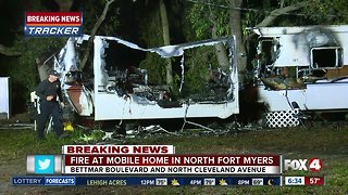 Trailer destroyed by fire in North Fort Myers