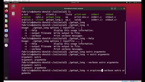 getopt_long.c - Usando getopt_long para fazer análise gramatical das opções no Linux