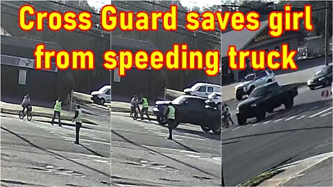 Cross Guard saves girl from speeding truck. — CRESTVIEW, FL | Dashcam | Close Call | Footage Show