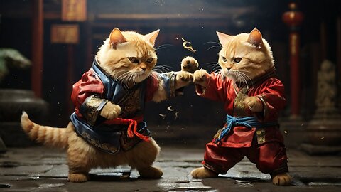 Cat kung-fu fight Dog