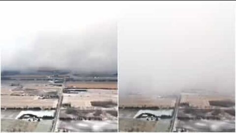 Drone mostra tempestade de neve invadindo o Canadá