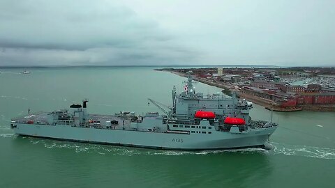 RFA Argus & HMS Lancaster Portsmouth 8/4/2022 4k drone footage frigate & Auxiliary ship Royal Navy