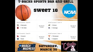 T-Backs Sports Bar and Grill Sports Schedule and Pizza special for Saturday March 30, 2024