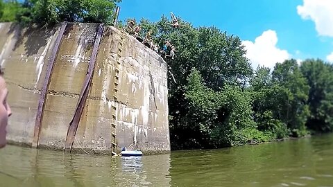 30 Foot Trampoline Cliff Jumping!!