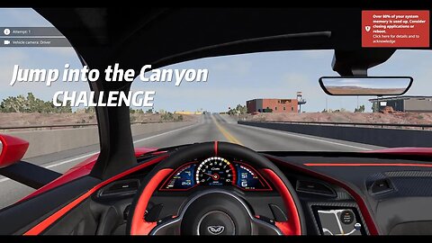 BeamNG drive, Ferrari jump into canyon, another try, fail