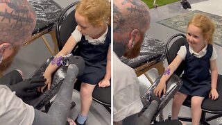 Little Girl Loves Her New "Tattoo"