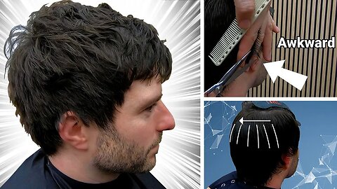 How To Scissor Cut Mens Hair | Medium Length Textured Mens Haircut | Gents Haircut with Shears
