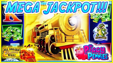 J GOES INSANE! MASSIVE JACKPOT! All Aboard Piggy Pennies Slot RARE BACK TO BACK BONUS IN BONUS!