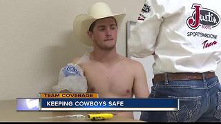Volunteers work to keep cowboys safe at the Snake River Stampede in Nampa